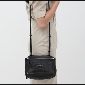 Givenchy Black Crinkled Leather Mini Pandora Bag